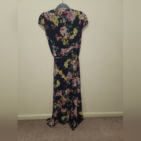Casual Flowy Split Floral Print Wrap Long Maxi Dress, NAVY, SZ: XS ~ NWT - Picture 4 of 8
